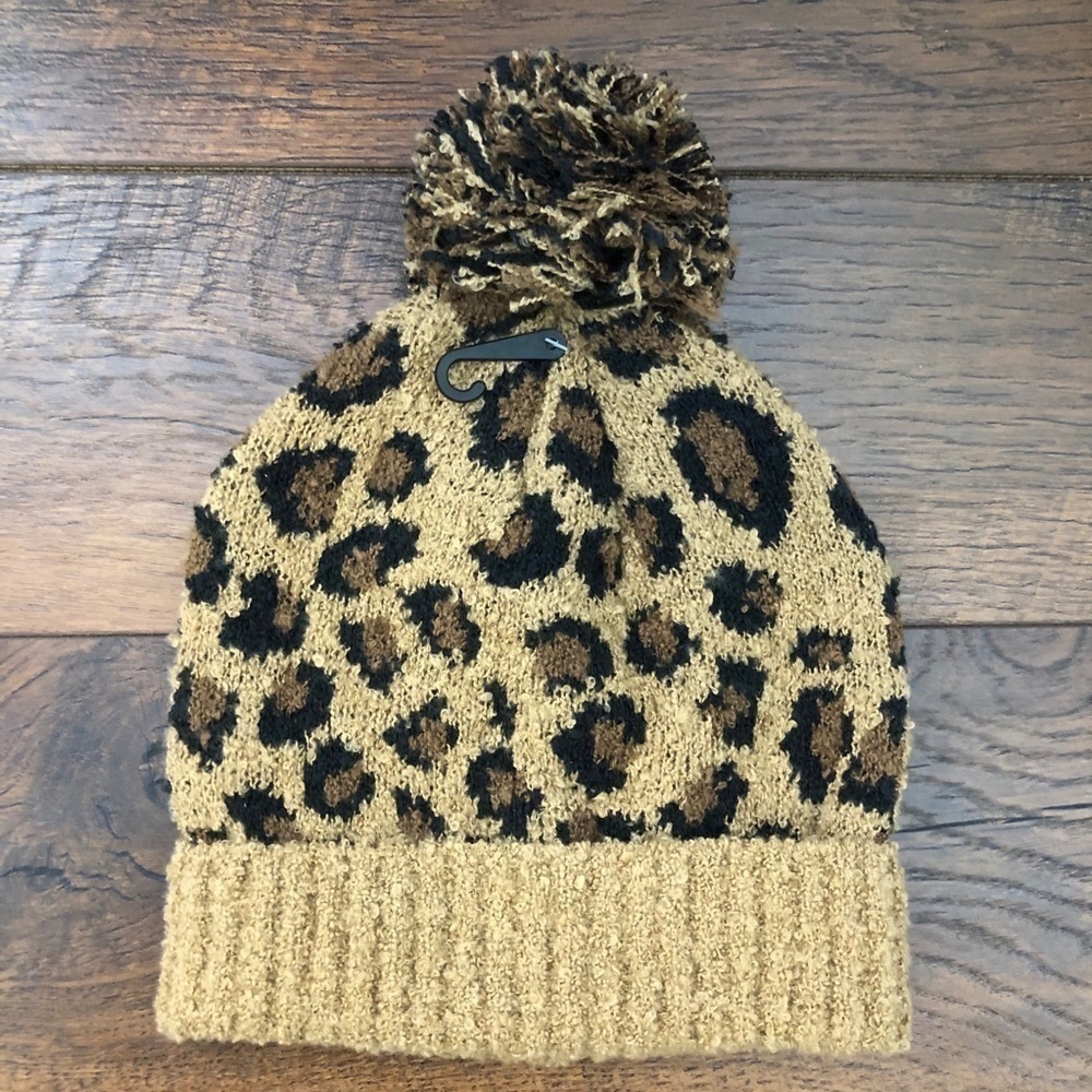 New - Leopard Print‎ Pom Beanies - One Size